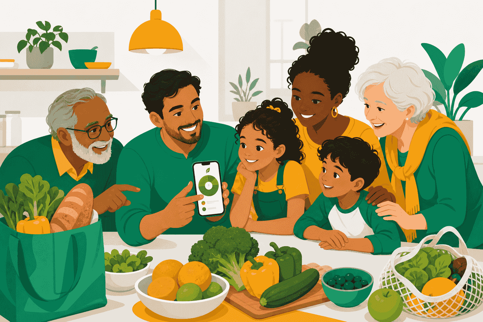 The whole family